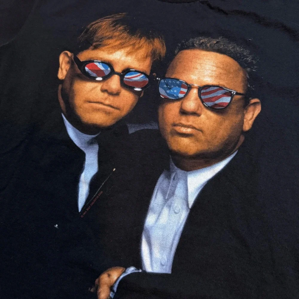 Vintage 1994 Billy Joel Elton John Face to Face Tour T-Shirt Black Mens Large - Picture 2 of 5